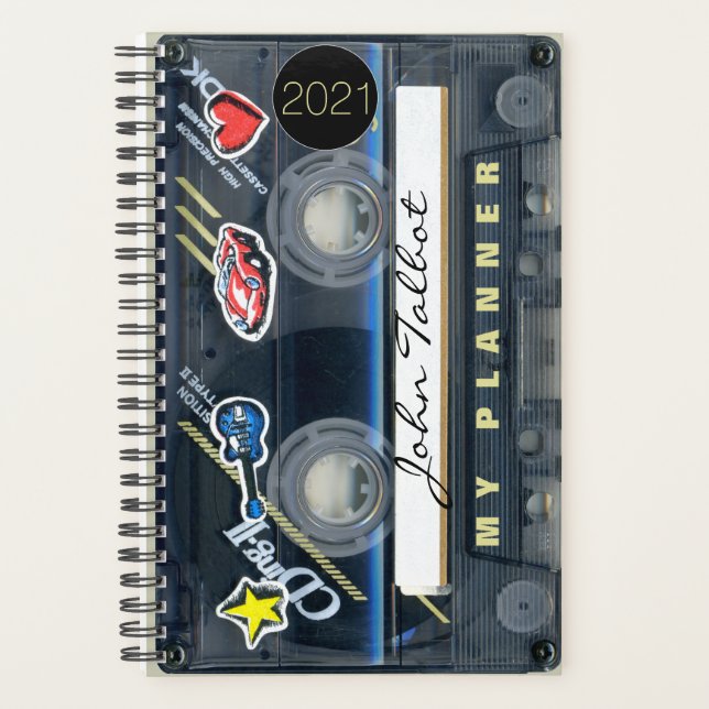 Retro T3 Audiotape Music Quote personalized Pl Planner (Front)