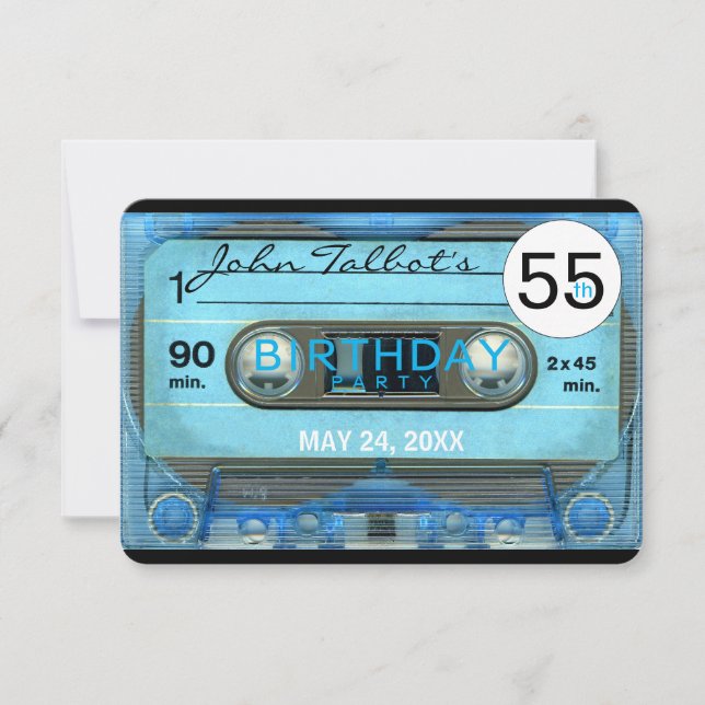 Retro T4 Audiotape 55th birthday Party Invitation (Front)