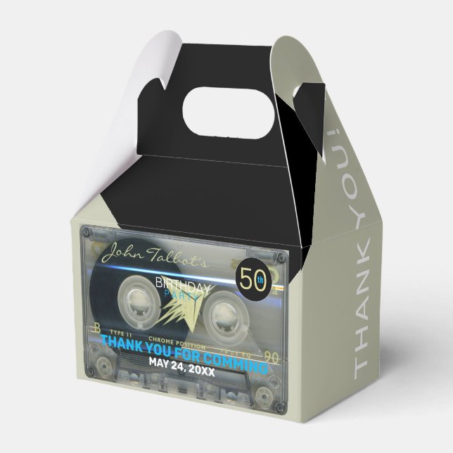 Retro T5 Audiotape 50th Birthday Thank You GFB Favor Box (Front Side)