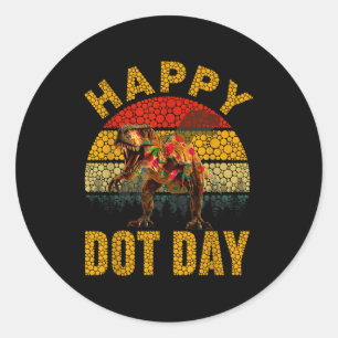 Retro T Rex Dinosaur Lovers Polka Dots Happy Dot D Classic Round Sticker