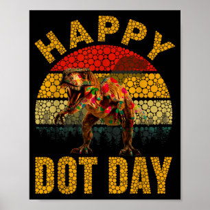 Retro T Rex Dinosaur Lovers Polka Dots Happy Dot D Poster