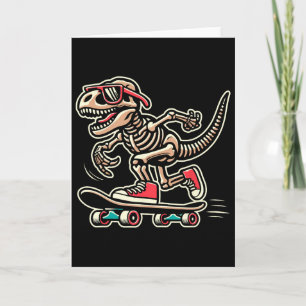 Retro T-rex Skeleton Dinosaur Skateboarding Boys  Card