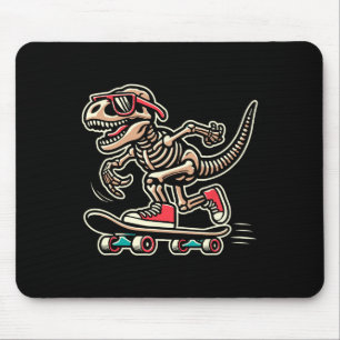 Retro T-rex Skeleton Dinosaur Skateboarding Boys  Mouse Pad