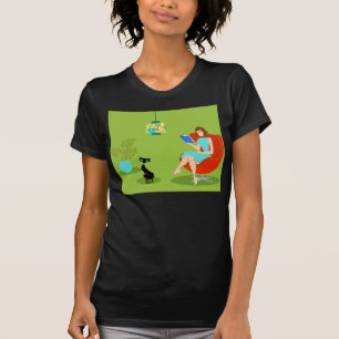 Rétro T-shirt de femme de lecture