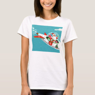 Rétro T-shirt de Noël de Père Noël de vaisseau