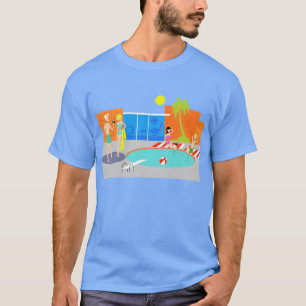 Rétro T-shirt de réception au bord de la piscine