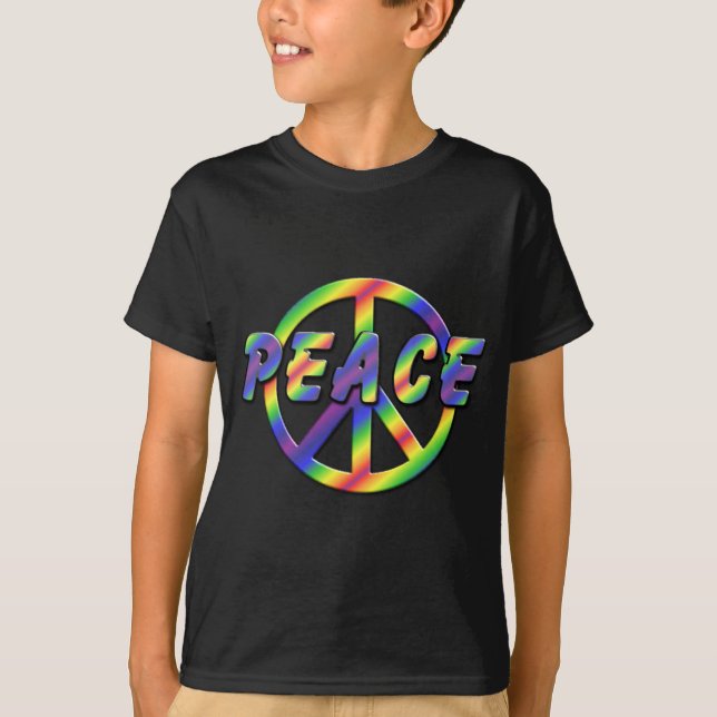 Rétro T-shirt foncé de signe de paix pour l'enfant (Devant)