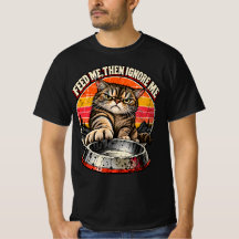 Retro Tabby Cat Orange Sunset Feed Me Humour