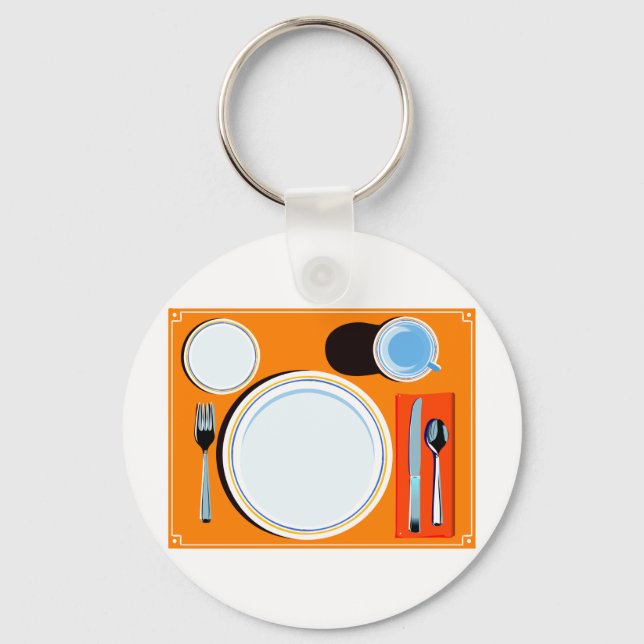 Retro Table Setting Keychain (Front)