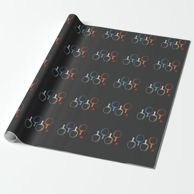 Retro Table Tennis and Ping Pong Player Wrapping Paper (Unrolled)