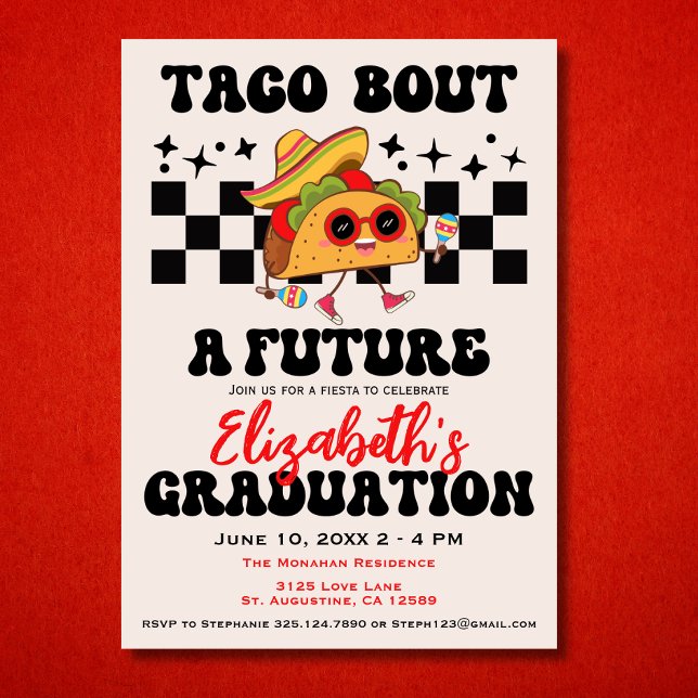 Retro Taco Bout A Graduation Fiesta Graduation Invitation (Creator Uploaded)