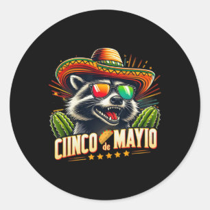 Retro Taco Dinosaur Funny Cinco De Mayo Men Women  Classic Round Sticker