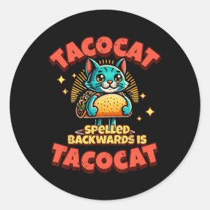 Retro Tacocat Spelled Ckwards Is Taco Cat Tee1 Classic Round Sticker
