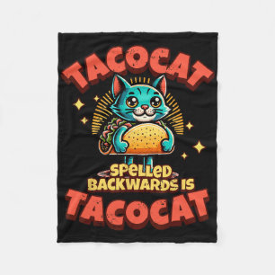 Retro Tacocat Spelled Ckwards Is Taco Cat Tee Fleece Blanket