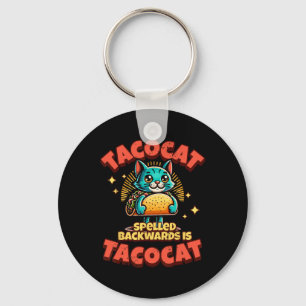 Retro Tacocat Spelled Ckwards Is Taco Cat Tee Keychain