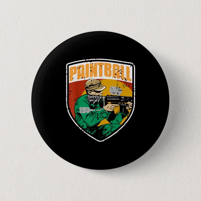 Retro Tactical Paintball Player In Combat Field Ac 2 Inch Round Button (Front)