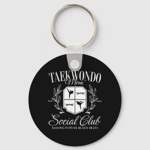 Retro Taekwondo Mom Raising Future Black Belts Keychain