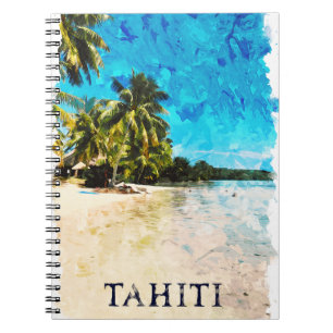 Retro Tahiti French Polynesia Travel Beach Notebook