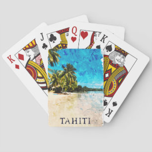 Retro Tahiti French Polynesia Travel Beach  Playing Cards