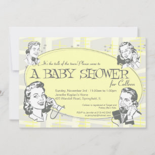 Retro Talk of the Town Baby Shower Invitation