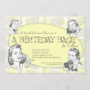 Retro Talk of the Town Birthday Party Invitation