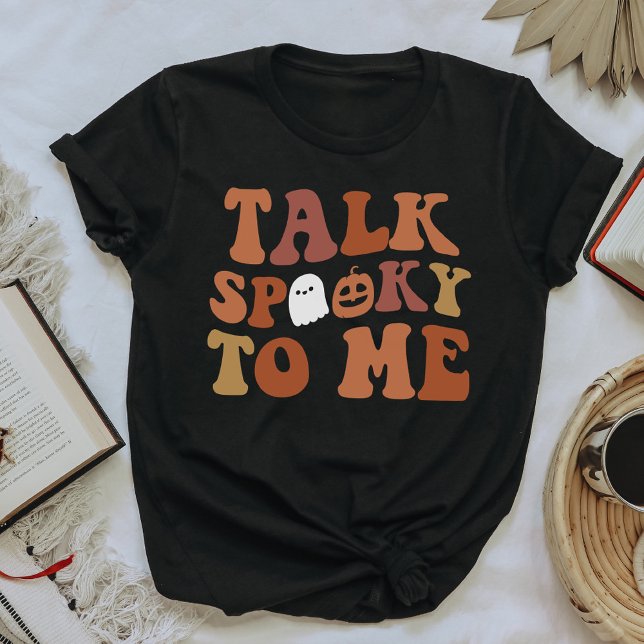 Retro Talk Spooky To Me Ghost Halloween Pumpkin T-Shirt (Creator Uploaded)