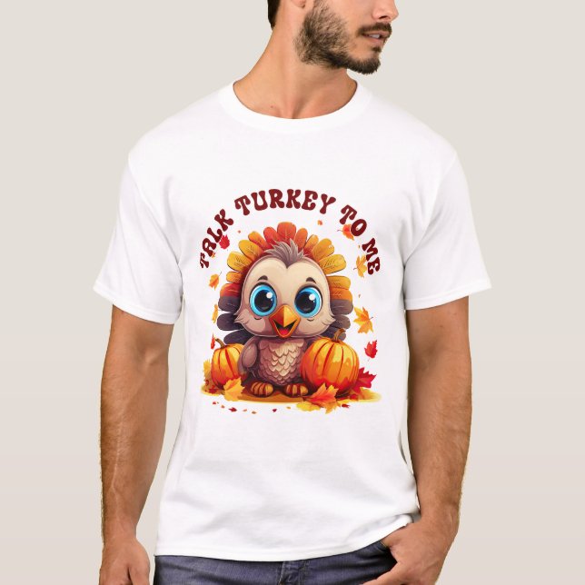 Retro "Talk Turkey To Me" Fall Thanksgiving Family T-Shirt (Front)