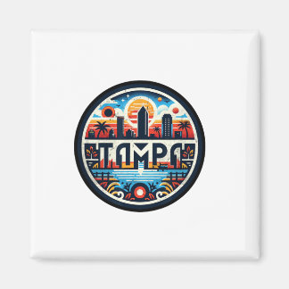 Retro Tampa Florida - Tampa Bay Downtown Skyline F Magnet