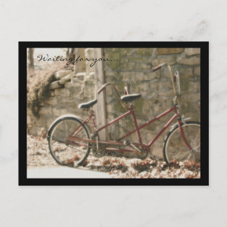 Retro tandem bike postcard
