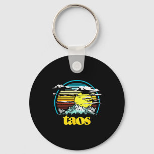 Retro Taos New Mexico Vintage 80s Style Mountains  Keychain