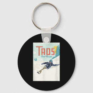 Retro Taos Ski Valley New Mexico Skiing Snowboardi Keychain