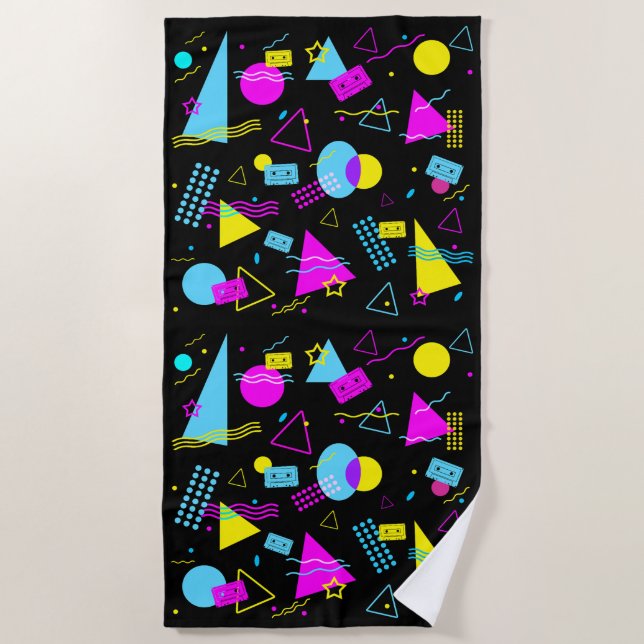 RETRO TAPE COLORFUL SHAPES BEACH TOWEL (Front)