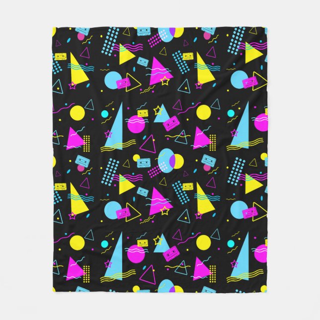 RETRO TAPE COLORFUL SHAPES  FLEECE BLANKET (Front)