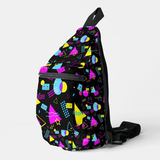 RETRO TAPE COLORFUL SHAPES  SLING BAG (Right Corner)