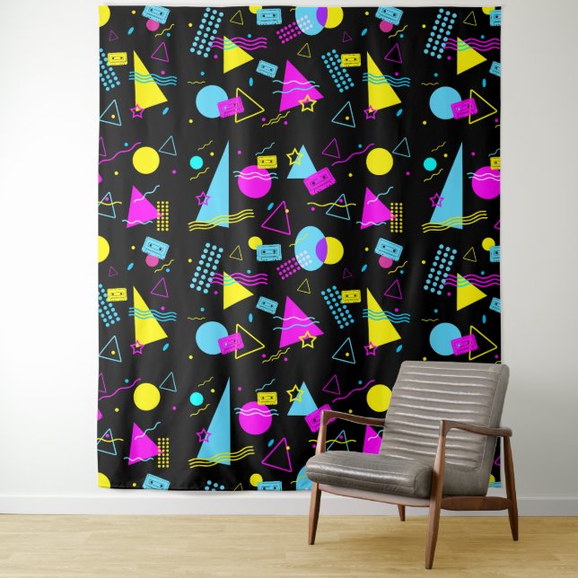 RETRO TAPE COLORFUL SHAPES  TAPESTRY (In Situ)