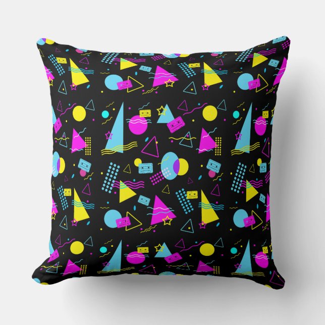 RETRO TAPE COLORFUL SHAPES  THROW PILLOW (Front)