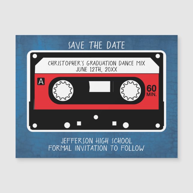 Retro Tape Graduation Song Mix Save The Date (Front)
