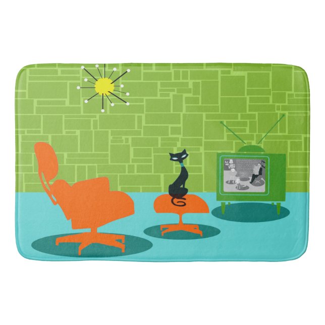 Rétro tapis de bain de Kitty d'âge d'espace (Devant)