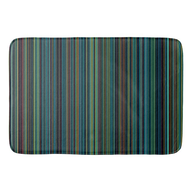 Rétro tapis de bain de rayure de vert de brun bleu (Devant)