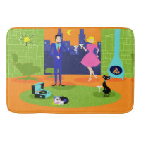 Rétro tapis de bain romantique de couples de