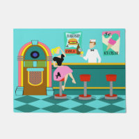 Rétro tapis de porte de fontaine de soude