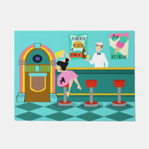 Rétro tapis de porte de fontaine de soude