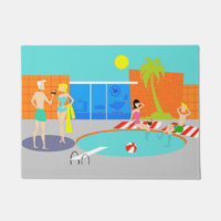 Rétro tapis de porte de réception au bord de la
