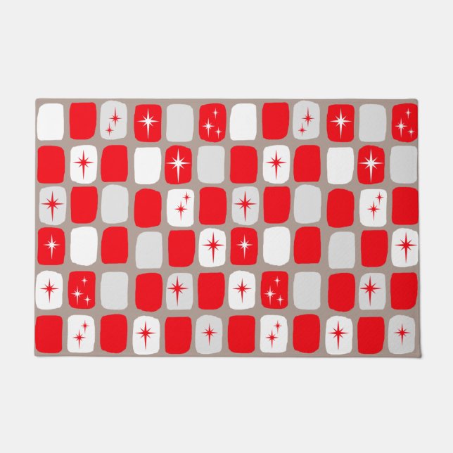 Rétro tapis de porte rouge de Starbursts (Devant)