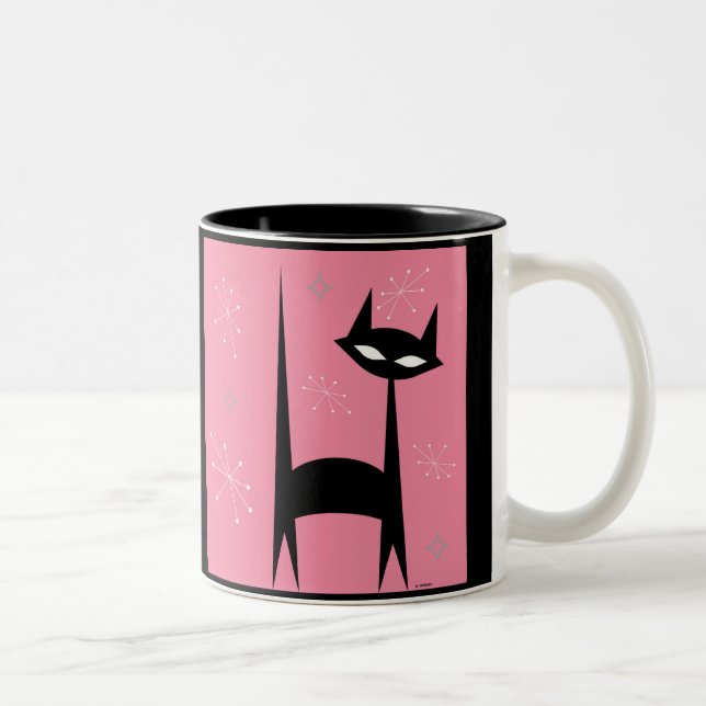 rétro tasse de café d'art de bruit de rose de chat (Droit)