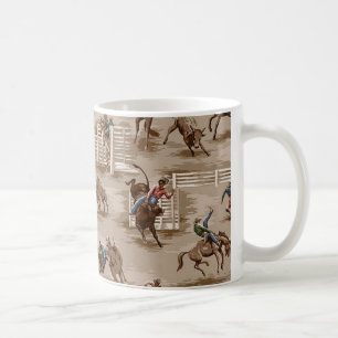Rétro tasse de café vintage de cowboy de rodéo de