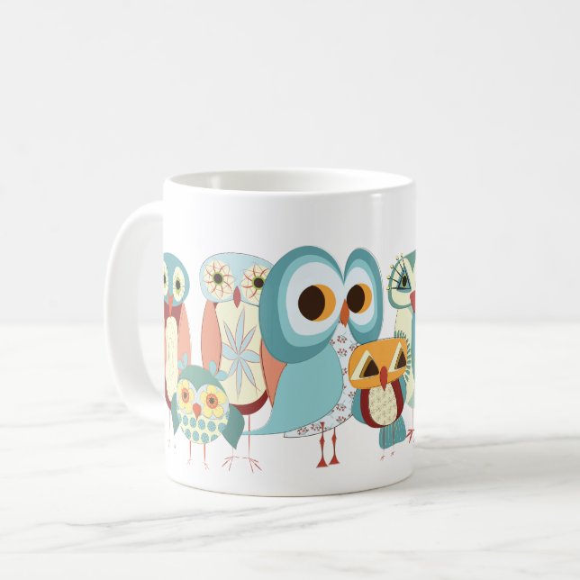 Rétro tasse de hibou de Hibou-un-Jour (Devant gauche)