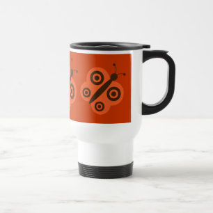 Rétro tasse orange et brune de voyage de papillon