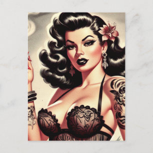 Retro Tatto Goth Girl Postcard
