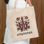 Retro Tattoo Heart Dagger Vintage Bachelorette Tote Bag<br><div class="desc">Retro Tattoo Heart Dagger Vintage Bachelorette Tote Bag</div>